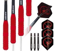 Unicorn Core Plus Series Jeu de fléchettes avec revêtement Rouge caoutchouté Soft Touch Pointe en Acier 21 g