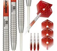 Unicorn Core XL Striker Series Style 2 Jeu de fléchettes 80% tungstène Naturel Pointe en Acier 21 g Rouge