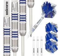 Unicorn Darts Silver Star Set de fléchettes à Pointe Acier Mixte, Argenté/Bleu Gary Anderson, 25 g