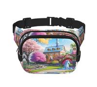 Unicorn Fairy Tale Fitness Sac à bandoulière de voyage, sac banane tendance et décontracté, sac banane carré double couche, noir, taille unique, Noir/blanc, One Size