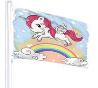 Unicorn Flag 3x5 FT Rainbow Horn Cloud Polka Dot Heart Cute Animal Horse Outdoor Flags Large Welcome Yard Banners Home Garden Yard Lawn Decor