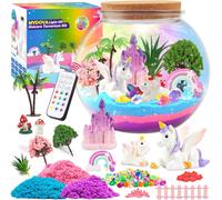 Unicorn Girl Gift,Bricolage Unicorn Terrarium Craft Set Avec Minuterie Télécommande Et Lumières Colorées,Veilleuse Diy Kids,Unicorn Fairy Garden Craft Set,Cadeau Fille Pour Enfants
