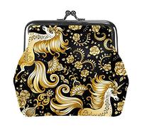 Unicorn Golden Women's PU Leather Coin Wallets Girls Mini Buckle Coin Purse Pouch