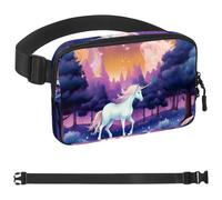 Unicorn in the Forest 859 Sac banane à bandoulière pour homme et femme, sac banane pour voyage, marche, course, randonnée, cyclisme, multicolore, 4 x 23 x 15 cm, multicolore, 1.5x9.0x5.9in/4x23x15cm