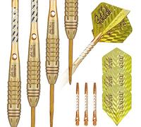 Unicorn Jeu de fléchettes à Pointe en Acier | John Lowe Champion du Monde Phase 3 Doré | Barils 90% tungstène et Points de Volute | 25 g