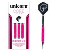 Unicorn Jeu de fléchettes à Pointe Souple | Core Plus | Corps en Laiton caoutchouté Lisse et Confortable | Rose | 17 g