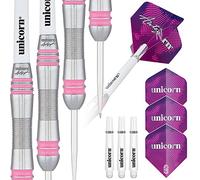 Unicorn Jeu de fléchettes Autograph Series Style 2-80% tungstène Naturel avec Accents Roses - Pointe en Acier - 26 g
