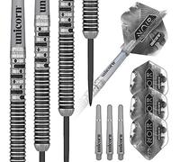 Unicorn Jeu de fléchettes Gary 'The Flying Scotsman' Anderson Noir Organic Phase 5 | Corps 90% tungstène avec revêtement en Titane Noir | Pointe en Acier | 23 g