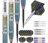 Unicorn Jeu de fléchettes Professionnelles à Pointe en Acier | Jeffrey « The Black Cobra » de Zwaan Code Players DNA | Fils de tungstène 90% Naturel avec Accents Multicolores en Titane | 25 g