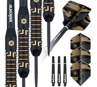 Unicorn Jeu de fléchettes | Top Brass 1 | Corps 100% Laiton usiné avec détails Noirs et dorés et Logo U gravé au Laser | Pointe en Acier | 20 g