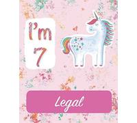 Unicorn Journal I Am 7 And Legal: Primary Composition Book For Preschool, Blank Writing Sheets Ruled With Dotted Midline, Workbook For Kids, Handwriting Practice Paper, A Great Unicorn Gift For A Seve