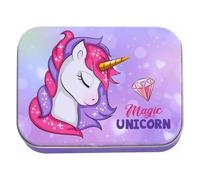 Unicorn Magic Pansements Enfants Produit sous licence - 2 pièces - Boîte métal - 24 pansements - Joli design Boîte de rangement de pansements pour enfants - Convient pour sac à dos - sac à main