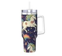 Unicorn Pegasus Rainbow Butterfly Gobelet isotherme réutilisable avec poignée pour boissons froides et chaudes 1,2 l