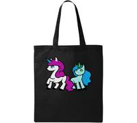 Unicorn Ponies Art Naturel Ecologique Coton Tote Bag Noir, Noir, Taille Unique, Noir, One size