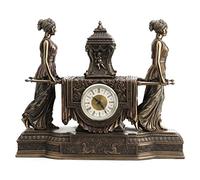 Unicorn Studio Horloge de cheminée Versailles Maidens 30,5 cm de haut en résine, finition bronze