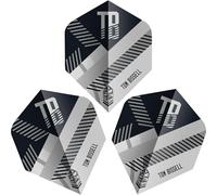 Unicorn Ultrafly Tom Bissell Lot de 3 ailettes de fléchettes avec initiales TB Noir et Gris Forme Standard Plus Polyester Pet 100 microns