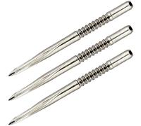 Unicorn Volute Lot de 3 pointes de fléchettes de rechange à pointe en acier | Couleur argent plaqué nickel | Poignée en forme d'aileron de requin | 39 mm de long