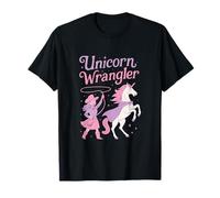 Unicorn Wrangler Cowgirl Magical Western Fantasy Art T-Shirt