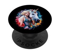 Unicorne Magique avec Une Belle Femme PopSockets PopGrip Adhésif