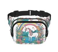 Unicorns by the River Sac banane carré double couche - Sac banane unisexe partout pour la course, les voyages, la randonnée, le fitness, noir, taille unique, Noir/blanc, One Size