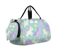 Unicorns Rainbow Star Sac de sport pour fille avec compartiment à chaussures multifonction pour voyage, sport, fitness et entraînement Vert