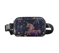 Unicorns Starry Star Night Blue Peach Sac à bandoulière tendance pour homme et femme Mini sac de sport à bandoulière avec sangle réglable pour le shopping, le sport, le travail, motif licornes