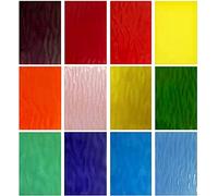 Unicoshape Lot de 12 feuilles de vitrail, 15,2 x 10,2 cm, verre cathédrale, verre d'art, carreaux de mosaïque pour travaux manuels, (texture mixte)