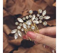 Unicra mariée mariage peigne à cheveux cristal accessoires de cheveux pièces de cheveux de mariée pour les femmes et les filles (Gold)