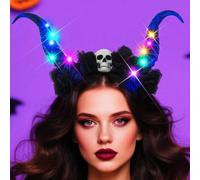 Unicra Serre-tête lumineux en corne de taureau - Accessoire de cheveux pour femme - Bleu - Taille unique