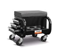 Unicraft 6201903 MH-S 3 Tabouret de montage avec 3 tiroirs Hauteur d'assise 367 mm Structure en acier rembourrée avec roulettes pivotantes Charge max. 120 kg