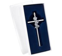 UNICRAFTALE 1 Pendent Croix Antique En Argent Alliage Cadeaux de baptême Croix Murales Grand Croix Avec Charme 3D Garçon En Prière Pour Souvenir De Baptême Bijouterie Déclaration Finding