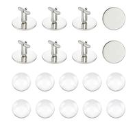 UNICRAFTALE 10 ensemble de Boutons de Manchette en Forme de Dôme Vierge de 25 mm Kit de Fabrication de 304 boutons de Manchette Acier Inoxydable Cabochons Ronds Plateau de Lunette Boutons de Manchette