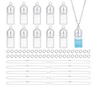 UNICRAFTALE 10 kit de Fabrication de Colliers en Verre avec Pendentif en Verre Bouteilles à Souhaits Sablier Souvenir Commémoratif Porte Cendres Conteneur à Mémoire avec 50 anneaux Ouverts