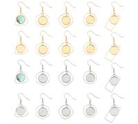 UNICRAFTALE 10 paires 2 couleurs Acier Inoxydable Dôme Vierge Pendants Kit de Fabrication de Boucles D'Oreilles Crochets avec Cabochon en Verre Rond Plat Paramètres de Lunette de Boucle D'Oreille