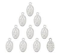 UNICRAFTALE 10 pcs 304 Pendentifs en Acier Inoxydable Ovale avec Vierge Marie Balancent Charme Pendentifs D'Atterrissage pour la Fabrication de Bijoux 12.5x6.5x1.5 mm