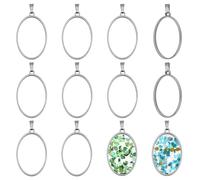 UNICRAFTALE 10 Pcs Pendentifs Ovale À Fond Perdu En Acier Inoxydable Cadres Bagues Pendentifs 35mm Charnières Géométriques Vierges Charnières Cadres Creux Support Pour Cabochon Pour Création De Bijoux
