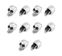 UNICRAFTALE 10 perles crâne, 6,5 mm, perles tête de mort, perles européennes, acier inoxydable, grand trou pour décoration d'Halloween, perles pour fabrication de bracelets