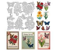 UNICRAFTALE 10 pièces Papillons Fleurs Buissons Découpe Matrice pour Fabrication Cartes Réutilisable Carbone Papillon Plante Thème Gaufrage Pochoirs Modèle Die Cut pour Scrapbooking Album Décor