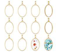 UNICRAFTALE 10 Pièces Pendentif Ovale À Dos Ouvert Bélières En Acier Inoxydable Cadre Pendentifs Véritable Placage Or 18 Carats Blanks Géométriques Charmes 35mm Creux Pendentif Pour Création De Bijoux