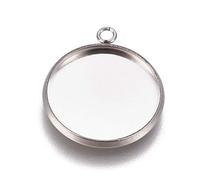 UNICRAFTALE 100 pcs 16mm 304 en Acier Inoxydable Pendentif Cabochon Paramètres Plat Rond Plain Bord Lunette Tasses 1.8mm Petit Trou Charmes pour la Fabrication de Bijoux 20.5x17.5x2mm