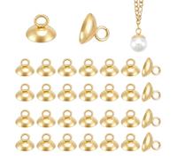UNICRAFTALE 100 pièce Capuchon de Perle Bélière Plaquée Or 18 carats Acier Inoxydable pour Pendentif Bélière Pince 10mm Capuchons de Perles pour Boucle D'Oreille Collier Fournitures D'Artisanat