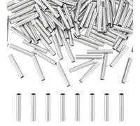 UNICRAFTALE 100 pièces 15mm Perles Colonne Perles Tubes Acier Inoxydable Perles Intercalaires Perles Espacement Perles Entretoise Perles en Vrac pour Bracelet Collier Fabrication de Bijoux