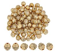 UNICRAFTALE 100 Pièces Intercalaires Doré Antique Tibetains 7mm Perles d'Espacement Rondelle Entretoises pour Fabrication de Bijoux