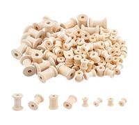 UNICRAFTALE 100pcs Bobine Vide en Bois 4 tailles Mini Bobines de Fil à Tisser 2 couleurs Bobine de Fil à Coudre en Bois Naturel pour Broderie Bobine D'Enroulement de Ruban à Coudre