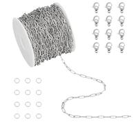 UNICRAFTALE 10m Chaînes pour Bijoux Chaînes Acier Inoxydable Chirurgical 316L Chaîne de Câble Chaînes à Maillons avec 20 fermoir Mousquetons et 50 anneaux de Jonction Réparation de Collier pour Bijoux