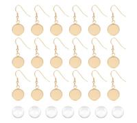 UNICRAFTALE 12 Paires Boucles D'Oreilles Vierges DIY Plateau 12mm Pendantes Blanc Acier Inoxydable Dorées Plateaux de Lunette Cabochons pour Fabrication de Bijoux