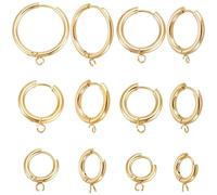 UNICRAFTALE 12 Pcs 6 Taille Doré 201 Acier Inoxydable Huggie Hoop Boucles d'oreilles DIY Boucles d'oreilles avec Boucles Horizontales Réel 24K Plaqué Or Boucles d'oreilles Accessoires de Bijoux