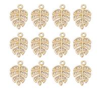 UNICRAFTALE 12 Pcs Charms En Forme De Feuille Monstera Plaqué Or 18K Zirconia Pendaison En Laiton Léger Pour Fabrication De Bijoux Collier Boucle D’Oreille Bracelet 12x8mm