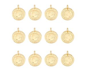 UNICRAFTALE 12 Pièces Breloques en Forme de Pièce D'Or Acier Inoxydable République Française 1808 Pendentif Rond Plat Médaillon pour Bijoux et Bracelet
