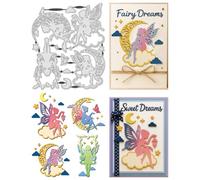 UNICRAFTALE 12 pièces Fée avec Nuage Matrice de Découpe pour Création de Carte Réutilisable Modèle de Pochoir de Gaufrage Thème Elfes Fées Décor Artisanal pour Album Scrapbooking DIY 15x16,5 cm